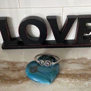 Brighton Halo Blue & Purple Rhinestone Hinged Bangle Bracelet